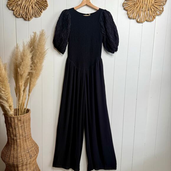 Free People jumpsuit wide-leg puff sleeve smock XS - Picture 2 of 9